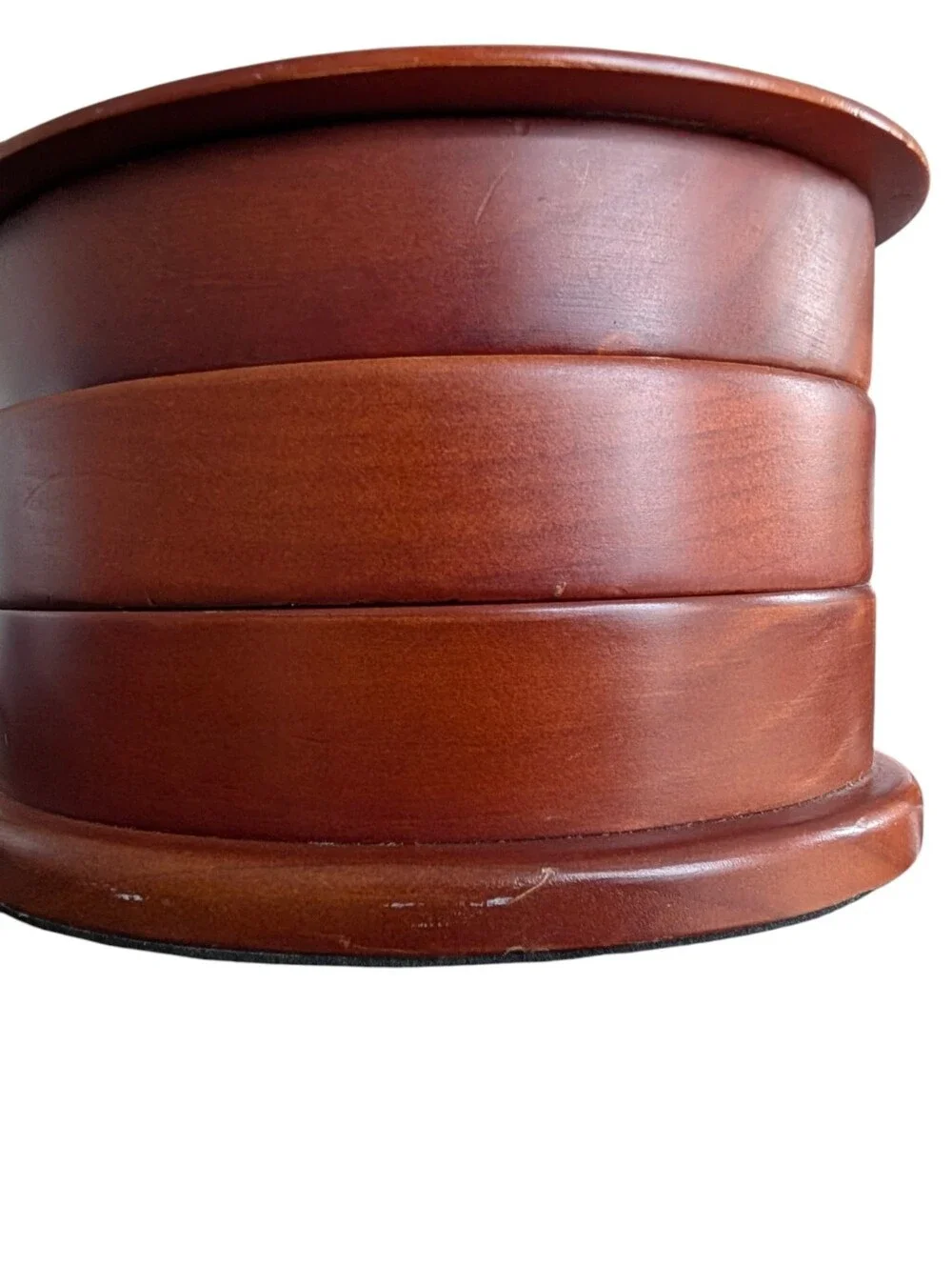 Vintage 3 Tier, Wooden, Swivel, Velvet Lined, Oval Jewelry Box.